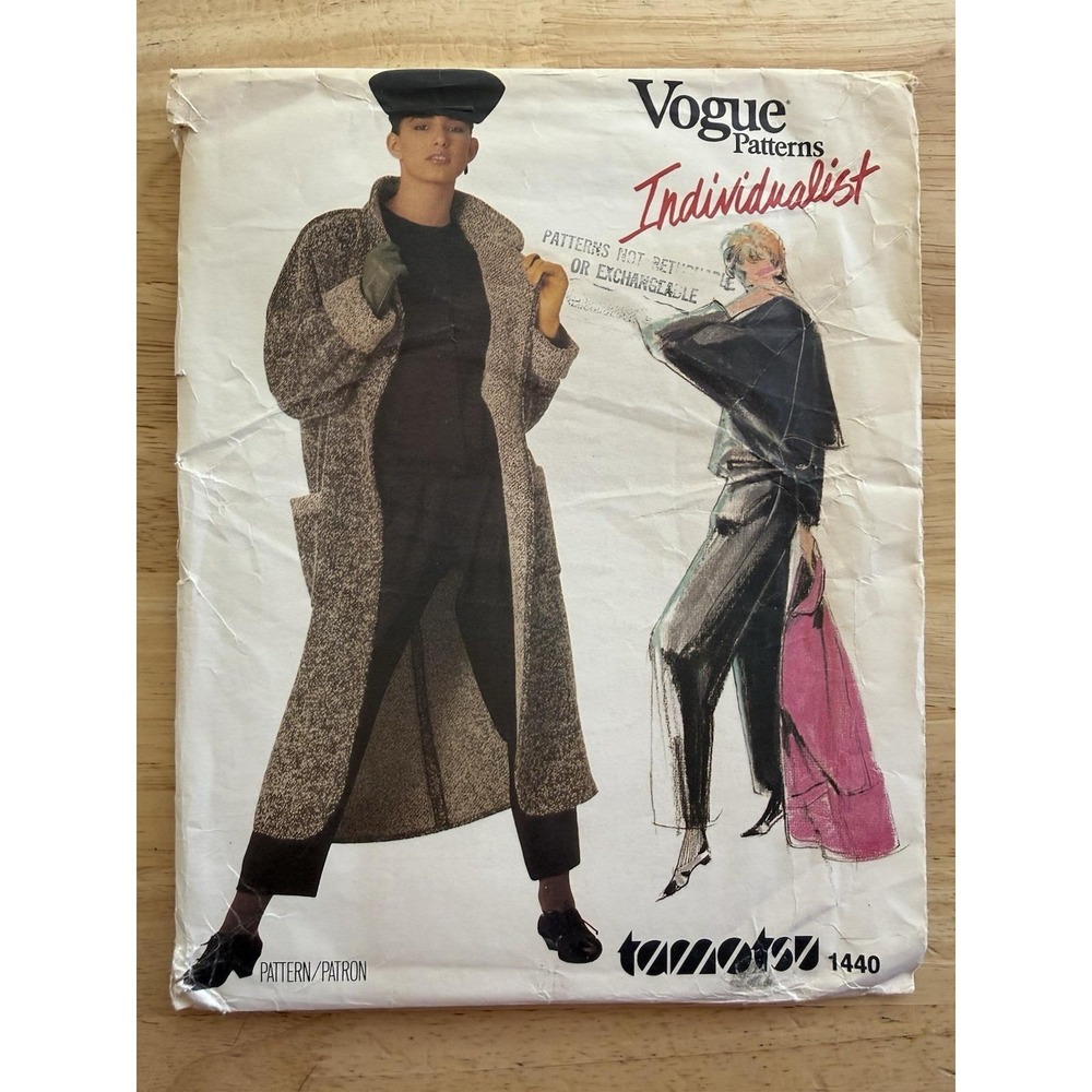 Vogue Individualist Tamotsu Designer Pattern 1440 Coat, Top & Pants Size 8 UC FF